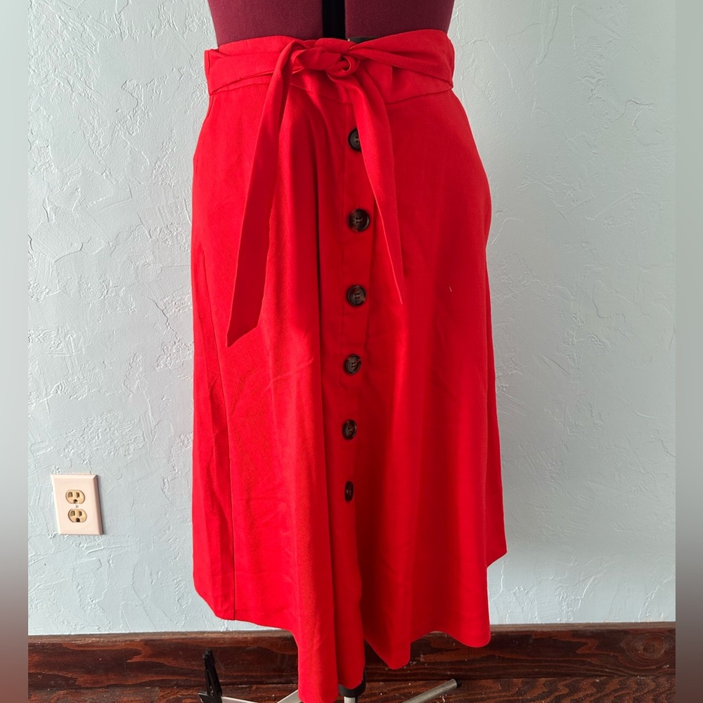 Ann Taylor Vibrant Red Midi Skirt